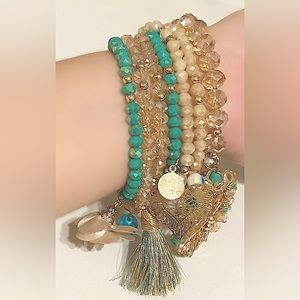 Creamy teal bracelet set